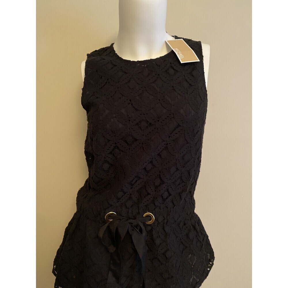 Michael Kors Women's Sleeveless Lace Blouse In Black Size S NWT $125